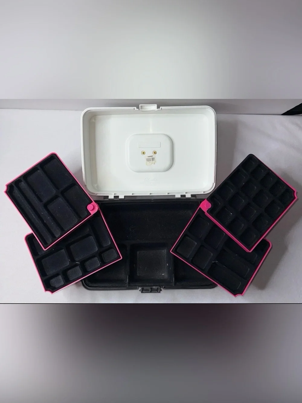 Retro Plastic Storage Case with Red Accent